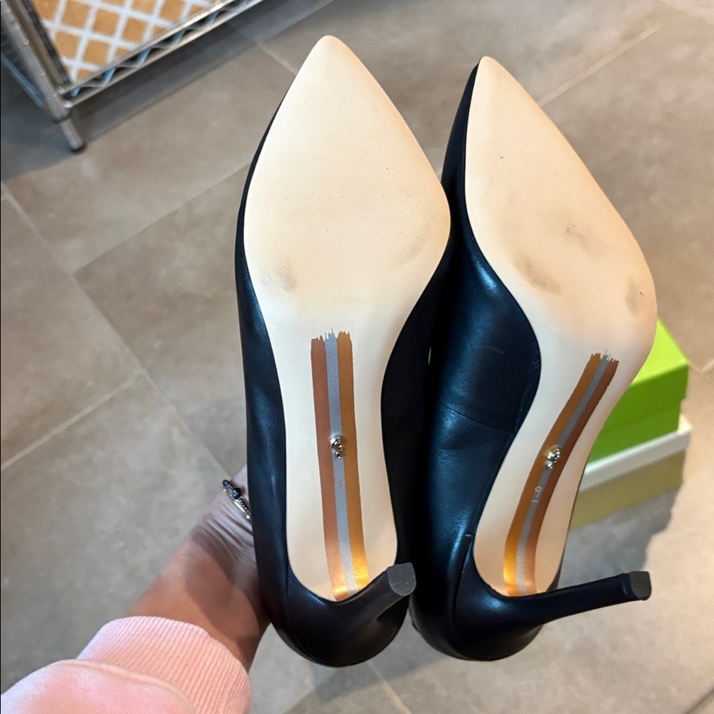 NIB Sam Edelman Hazel Black Leather Heels - Picture 11 of 12